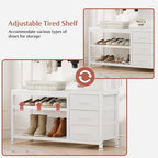 Hall Tree with Bench & 3 Drawers Storage 31.5" Coat Rack Entryway Organizer - Image 6