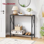 Tajsoon Console Table 28.3''L, 2 Tier Narrow Entryway Table Rustic Brown - Image 4
