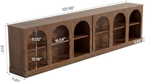 Tribesigns 10.5FT Extra Long Arched Console Table Set of 2, Dark Brown - Image 2