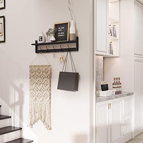 AMBIRD Wall Hooks with Shelf Entryway Hanging Wood Coat Hooks with Shelf - Image 4