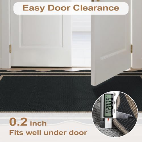 Easy Jute Black Entryway Rug, 2x3 Front Door Mat Washable Non Slip Small - Image 6