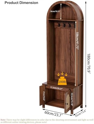 Hall Tree with Bench and Shoe Storage 4-in-1 Entryway Bench with Coat Rack - Image 2