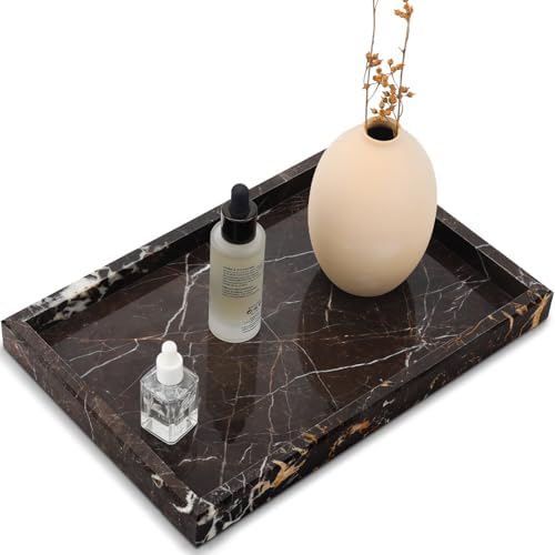 Real Natural Marble Tray for Bathroom, Kitchen Counter & Desktop by Zilukar