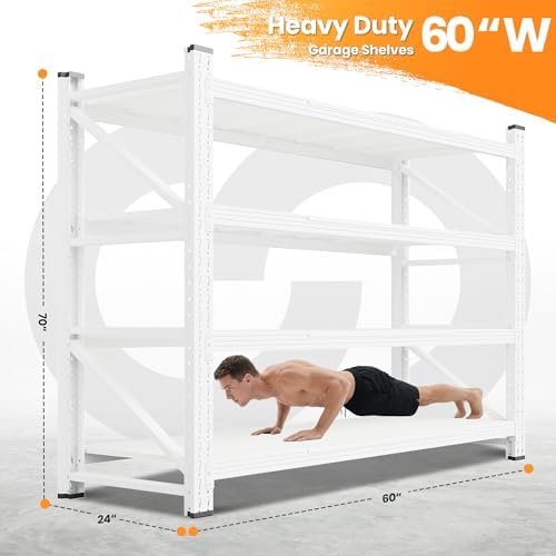 60” Wide Heavy Duty Metal Garage Shelving, Adjustable Storage Shelf - Image 2
