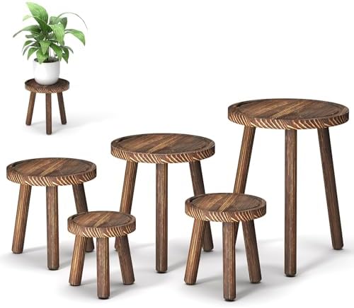 5-Pack Wood Plant Stands Indoor, Single Plant Stand by Unknown