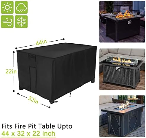 Waterproof Fire Pit Cover Rectangular 44"L x 32"W x 22"H Black - Image 4