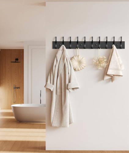 Optish 1 Pack Wooden Black Coat Rack Wall Mount, 16.1" Rustic Coat Hanger Hooks - Image 4