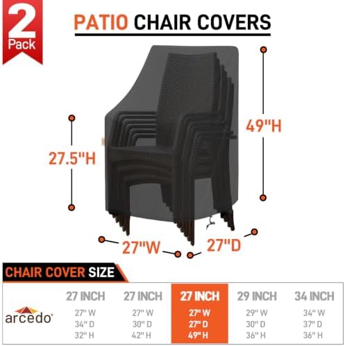 Arcedo High Back Waterproof Patio Chair Covers 2 Pack - Image 2
