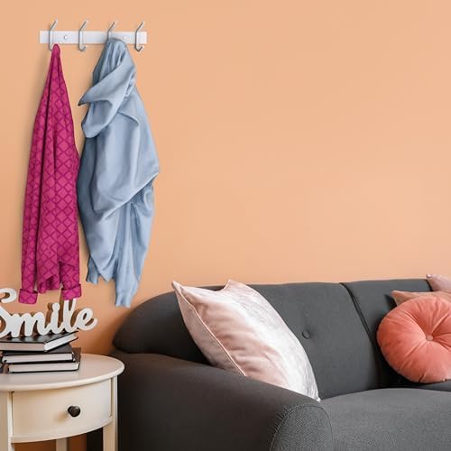 White Coat Rack Wall Mount – 12 Inch Stainless Steel Hook Rail - Image 4