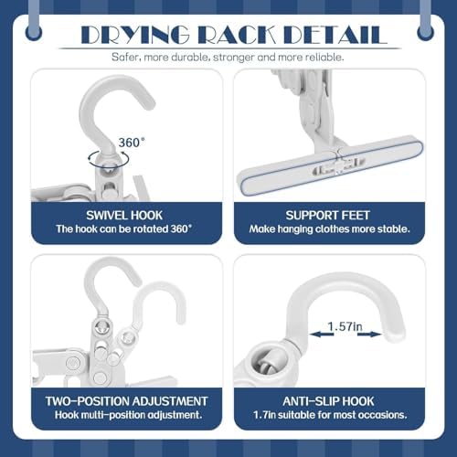 2pcs Grey Folding Clothes Hanger Drying Rack, Portable Travel Hanger - Image 3