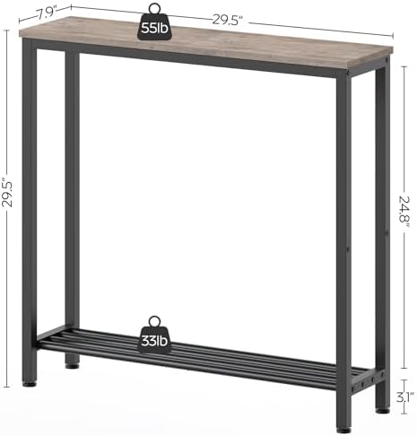 YATINEY Narrow Console Table, 2-Tier Small Sofa Table, 29.5" Thin Entryway - Image 3