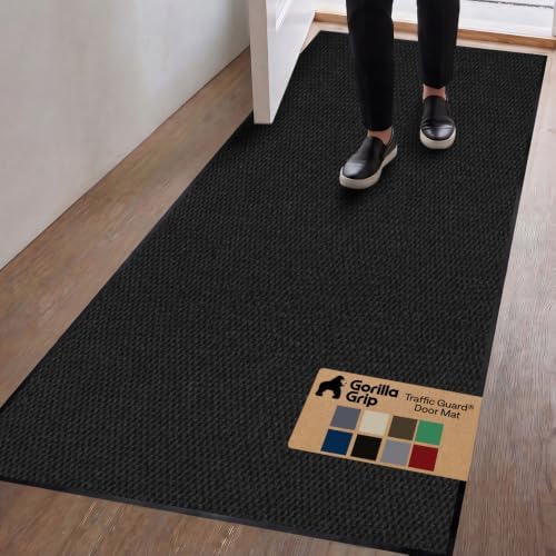 GORILLA GRIP Traffic Guard Indoor Outdoor Heavy Duty Door Mat, 70x24 Black by GorillaGrip