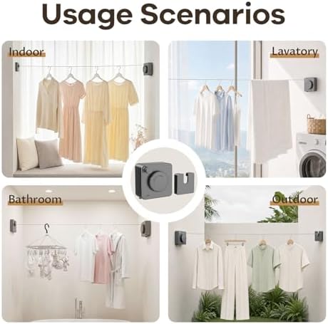 Retractable Clothesline Indoor & Outdoor, Anti-Sag Heavy Duty Retracting - Image 7