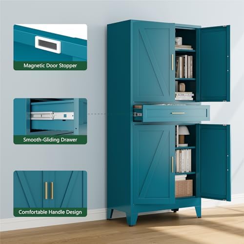 Bevivog 71" Kitchen Pantry Cabinet, Metal Storage Cabinet - Image 4