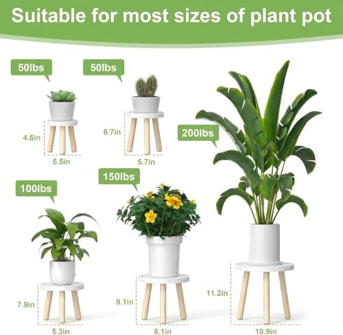 Wood Plant Stands Indoor, 16.7" Tall Plant Stand Outdoor Mid-Century Plant Stool - Image 2
