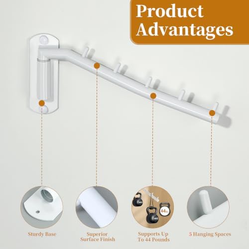 Alise Wall Mounted Drying Rack, Swivel Clothes Drying Hangers, 2 Pack - Image 5