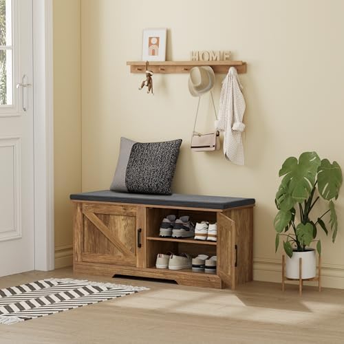 HOMSHO Farmhouse Shoe Storage Bench - Image 2