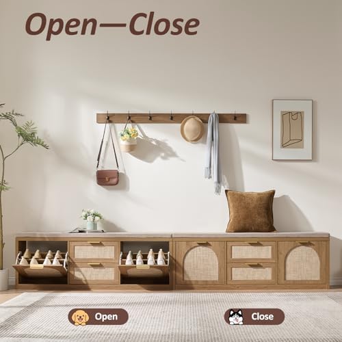 Rattan Narrow Entryway Bench - Image 6