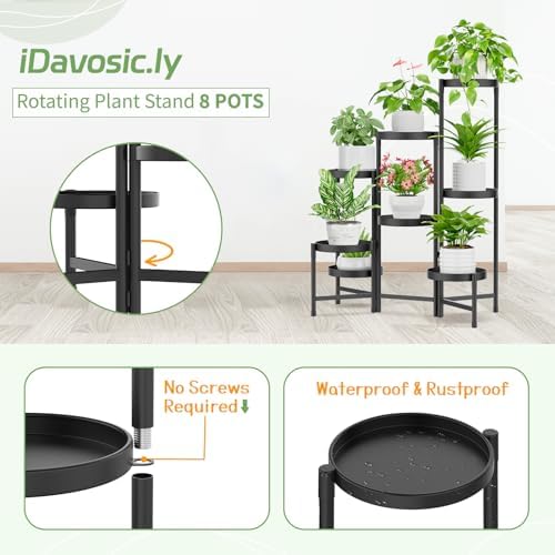 iDavosic.ly Plant Stand Indoor Outdoor, 8 Tier Metal Corner Shelf - Image 4