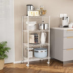 SINGAYE 4 Shelves Storage Shelf Wire Shelving Unit Metal Adjustable Wheels - Image 6