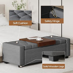 Storage Ottoman Bench with Tray, Large Entryway Ottoman with Storage, - Image 6