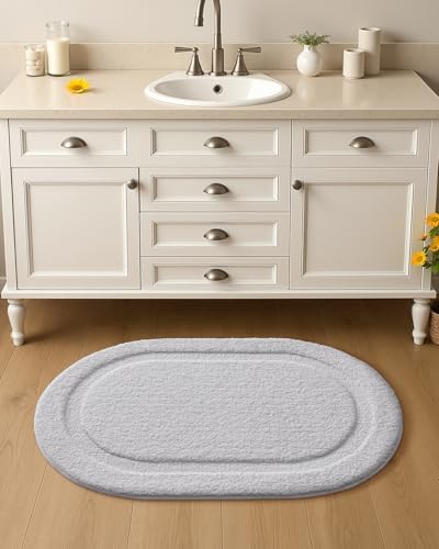 Color&Geometry Small White Bathroom Rugs, Non Slip Shower Mat - Image 4