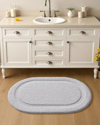 Color&Geometry Oval White Bathroom Rugs 32x20, Extra Soft Absorbent Microfiber - Image 4