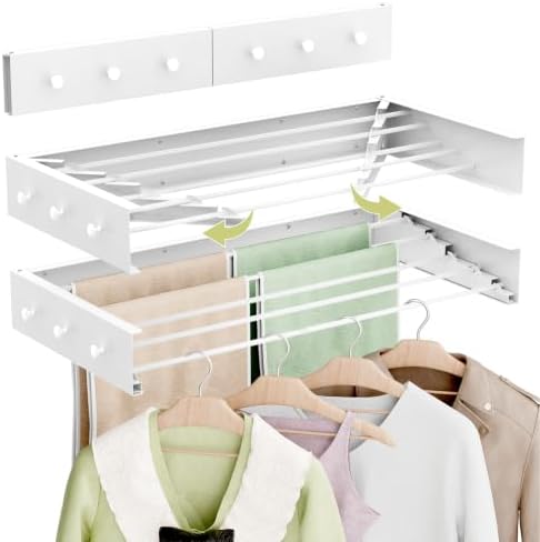 Foldable Wall-Mounted Clothes Drying Rack, 31.5 Inches, Holds up to 60 lbs by WLCSNG