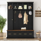 Quarte Hall Tree with Storage Bench, Open Cubbies - Image 2