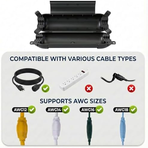 Yojoe 2 Pack Compact Outdoor Extension Cord Cover Waterproof Electrical Safety - Image 2