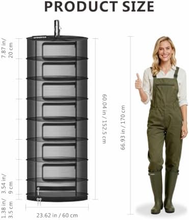 24" Diameter 8 Layer Herb Drying Rack Foldable C-Shaped Zipper - Image 2