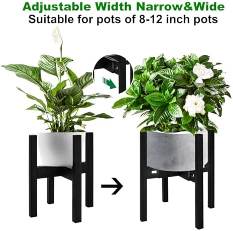 Rnined Adjustable Plant Stand Indoor, Bamboo Mid Century Modern Plants Stands - Image 3