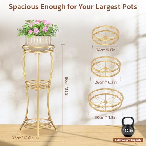 LASZOLA 3 Tiers Metal Corner Plant Flower Stand Tall Indoor Outdoor - Image 3