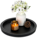 Hanobe Wooden Tray for Coffee Table: Candle Holder Plate Black Round Decorative by Hanobe