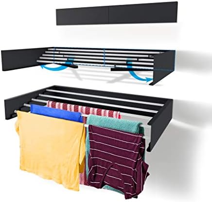Step Up Laundry Drying Rack, Wall Mounted, Retractable Clothes Drying Rack by StepUpDryingRacks