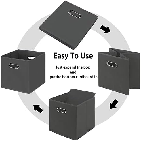 Black Foldable Storage Cubes Bins, Fabric Storage Box Cubes Organizer Baskets - Image 6