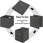 Black Foldable Storage Cubes Bins, Fabric Storage Box Cubes Organizer Baskets - Image 6