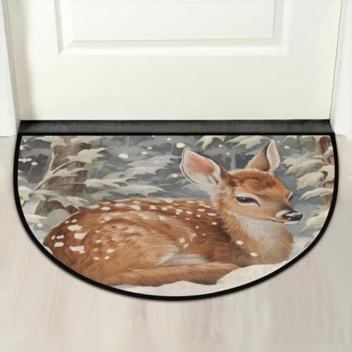 Half Circle Doormat Christmas Animal Deer 36''x24''Shoe Mats - Image 7
