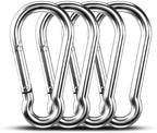 4pcs 4.70 inch Large 304 Stainless Steel Carabiner Clip Hooks Spring Snap by KINLINK