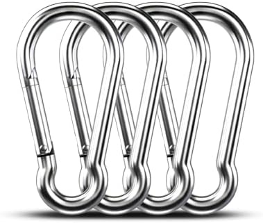 4pcs 4.70 inch Large 304 Stainless Steel Carabiner Clip Hooks Spring Snap by KINLINK