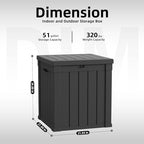 DRATO 51 Gallon Outdoor Storage Box Waterproof, Lockable Resin Deck Box - Image 3