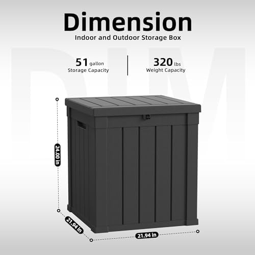 DRATO 51 Gallon Outdoor Storage Box Waterproof, Lockable Resin Deck Box - Image 3