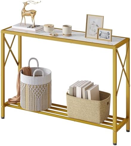 Tajsoon Entryway Table 41.8", 2 Tier Gold Console Table by Tajsoon