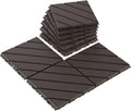 VANCASTLE Interlocking Deck Tiles 9 Pack Dark Coffee 12"x12" Patio Pavers by VANCASTLE