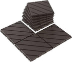 VANCASTLE Interlocking Deck Tiles 9 Pack Dark Coffee 12"x12" Patio Pavers by VANCASTLE