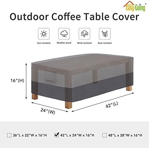 Easy-Going Patio Coffee Table Cover Small Outdoor Rectangular Table Cover - Image 2