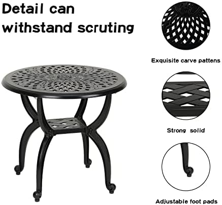 YKSY&YKSY Jardin DE Centennial Cast Aluminum Side/End Table, Anti-Rust Coffee - Image 5
