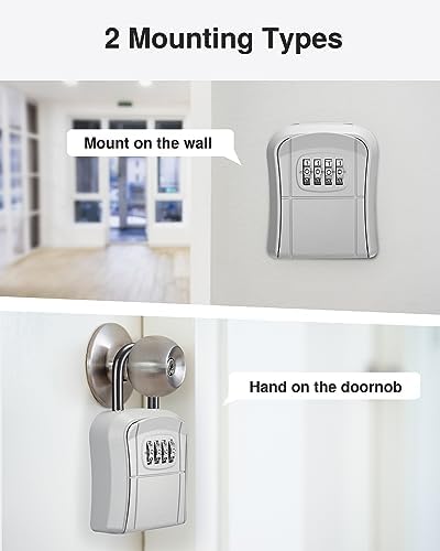 Puroma Key Lock Box Outdoor 4 Digit Code Combination Lockbox House 1 Silver - Image 2