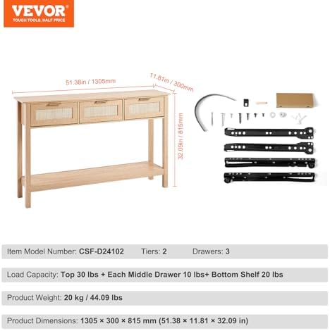 VEVOR 51.3" Rattan Console Table - Image 2
