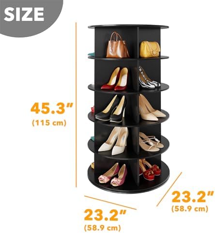 SpaceAid 5 Tier Rotating Shoe Rack Tower, Spinning Shoe Display Lazy Susan - Image 2